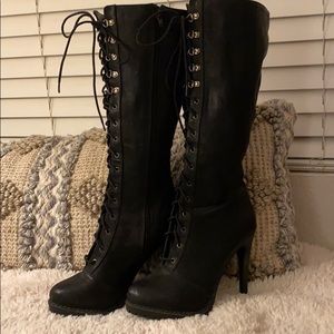 Aldo lace front heel boots